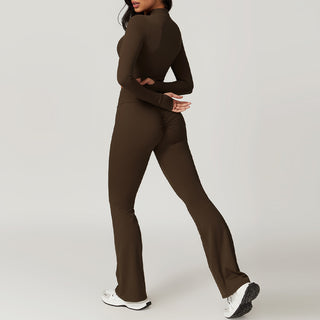 Defy Long Sleeve Zip - Espresso