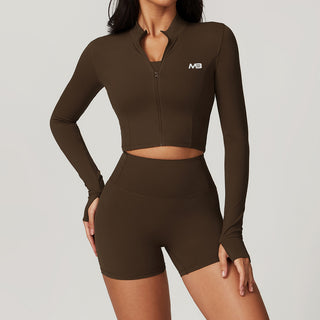 Defy Long Sleeve Zip - Espresso