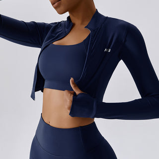 Defy Long Sleeve Zip - Navy