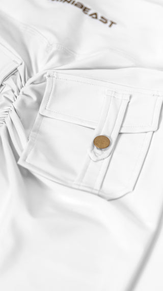 Curve-V Cargo Flare Leggings - White