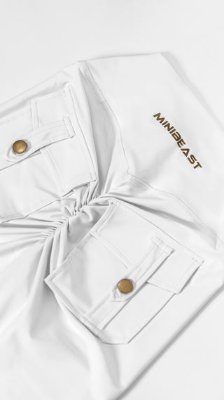 Curve-V Cargo Flare Leggings - White