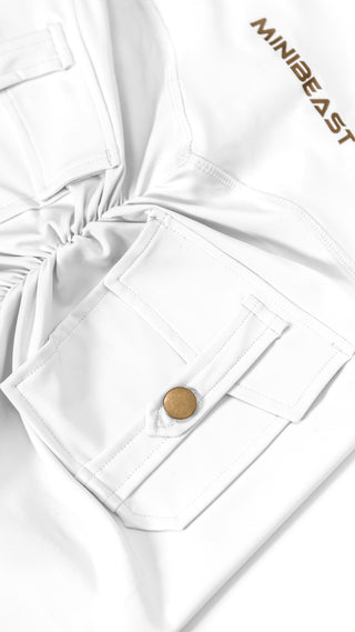 Curve-V Cargo Flare Leggings - White