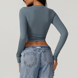 Soft Forme Crop Top - Steel Blue
