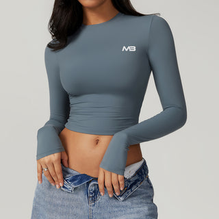 Soft Forme Crop Top - Steel Blue