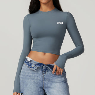 Soft Forme Crop Top - Steel Blue