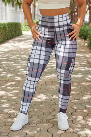 Curve Cargo EVO Leggings Pattern - Black Gingham