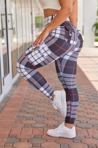 Curve Cargo Leggings Pattern - Black Gingham