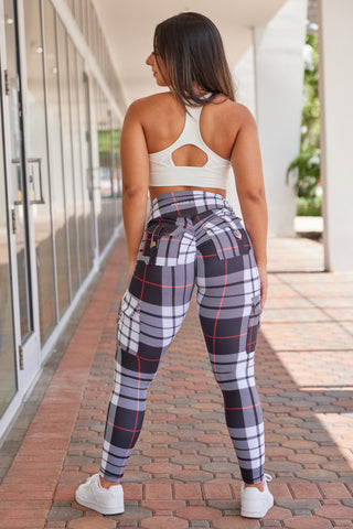 Curve Cargo Leggings Pattern - Black Gingham