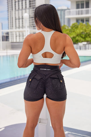 Curve Cargo Shorts Pattern - Black Leopard