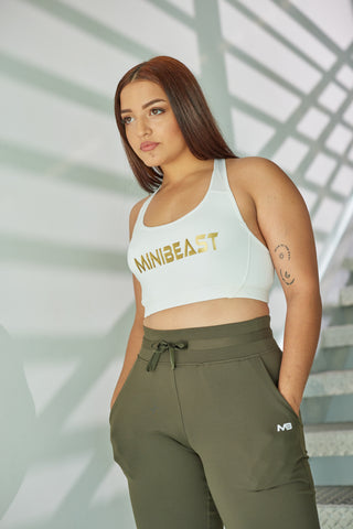 MB Prime Sports Bra - White / Gold