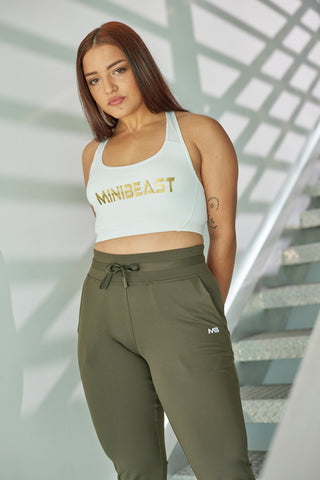 MB Prime Sports Bra - White / Gold