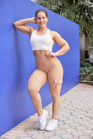 Curve Cargo Leggings - Khaki