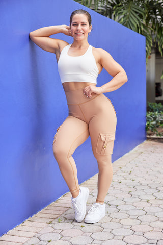Curve Cargo Leggings - Khaki