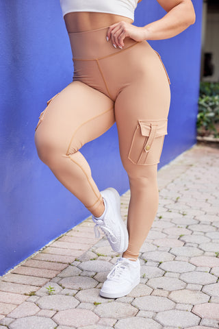 Curve Cargo Leggings - Khaki