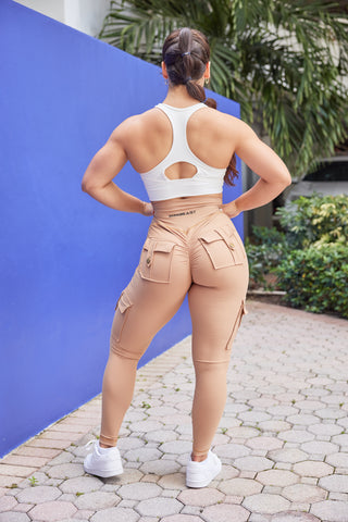 Curve Cargo Leggings - Khaki