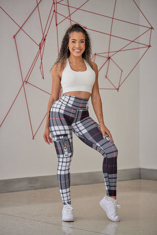 Curve Cargo Leggings Pattern - Black Gingham