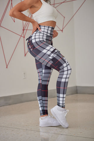 Curve Cargo Leggings Pattern - Black Gingham