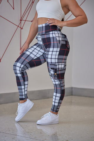Curve Cargo EVO Leggings Pattern - Black Gingham