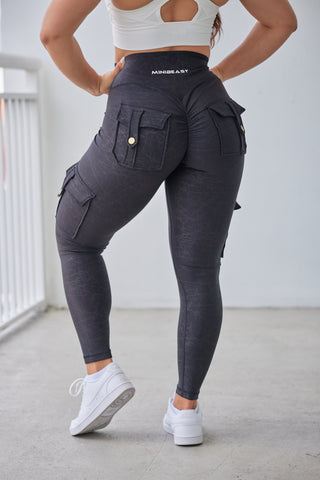 Curve Cargo Leggings Pattern - Black Elixr