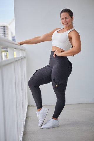 Curve Cargo Leggings Pattern - Black Elixr