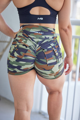 Curve Cargo Shorts Pattern - Military Camo