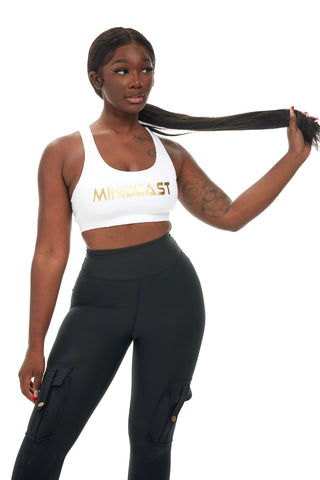 MB Prime Sports Bra - White / Gold