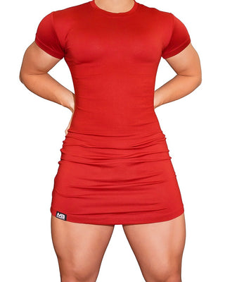 Og T-shirt Dresses - Short Sleeve - Deep Red