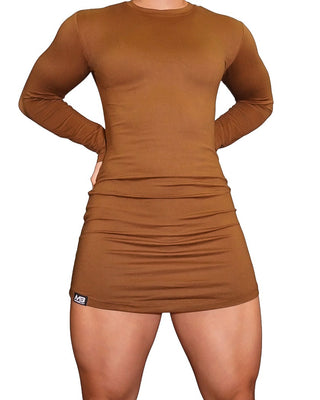 Og T-shirt Dresses - Long Sleeve - Caramel