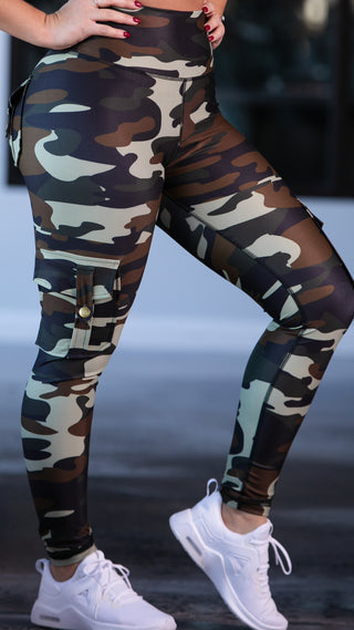 Curve Cargo Leggings Pattern - Military Camo