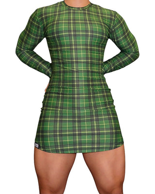 Og T-shirt Dresses - Gingham - Long Sleeve - Green Gingham