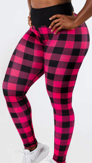 Curve X Leggings Pattern - Pink Plaid