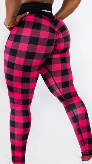 Curve Classic Leggings Pattern - Pink Plaid