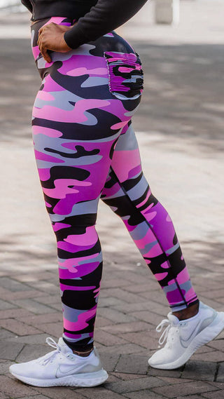 Curve X Leggings Pattern - Pink Camo