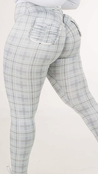 Curve X Leggings Pattern - Grey Gingham