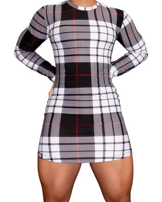 Og T-shirt Dresses - Gingham - Long Sleeve - Black Gingham