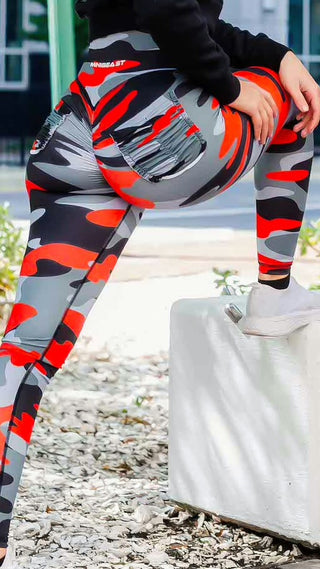 Curve X Leggings Pattern - Red Camo