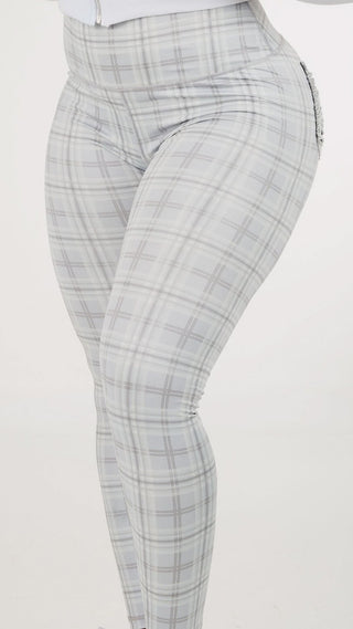 Curve X Leggings Pattern - Grey Gingham