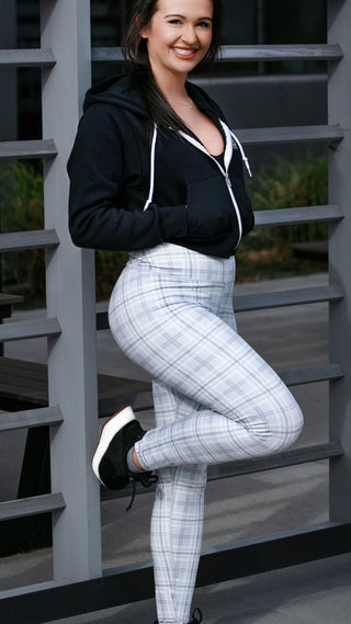Curve Classic Leggings Pattern - Grey Gingham