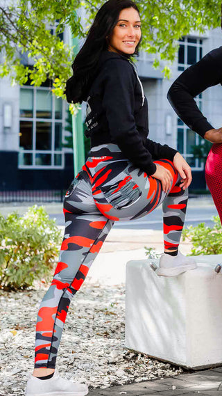 Curve X Leggings Pattern - Red Camo