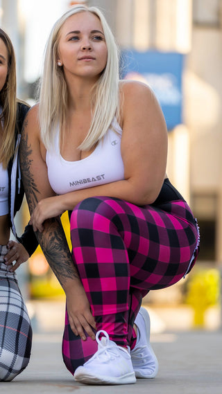 Curve X Leggings Pattern - Pink Plaid