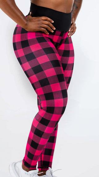 Curve X Leggings Pattern - Pink Plaid