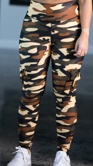 Curve Cargo Leggings Pattern - Safari Camo