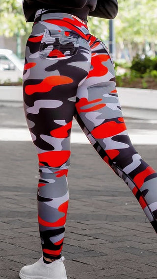 Curve X Leggings Pattern - Red Camo