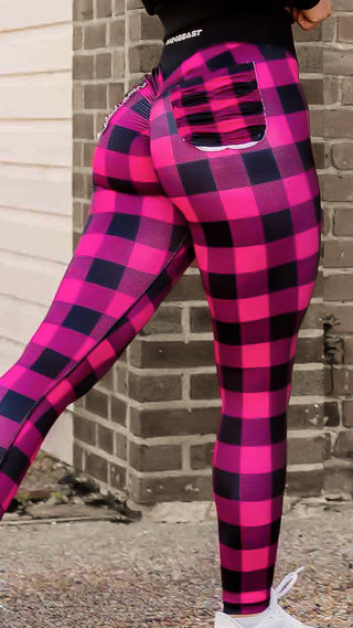 Curve X Leggings Pattern - Pink Plaid