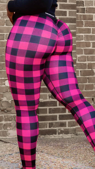 Curve Classic Leggings Pattern - Pink Plaid