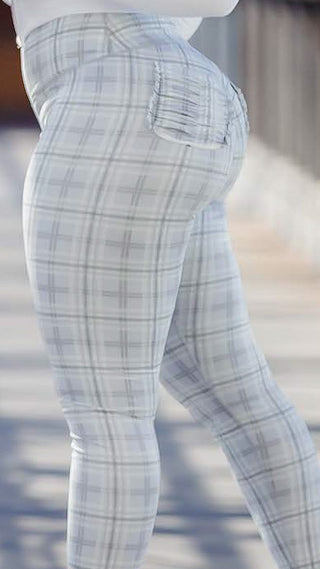 Curve X Leggings Pattern - Grey Gingham