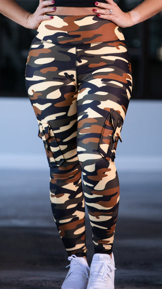 Curve Cargo Leggings Pattern - Safari Camo