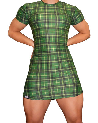 Og T-shirt Dresses - Gingham - Short Sleeve - Green Gingham