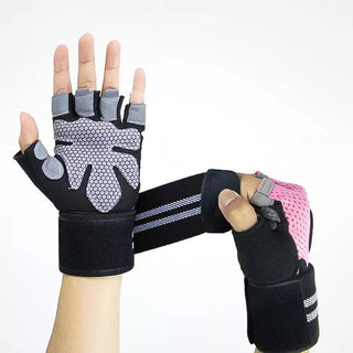 Lifting Wrist Wrap Gloves - Pink
