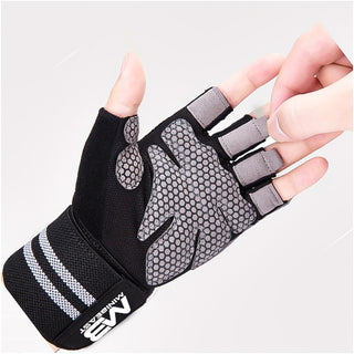 Lifting Wrist Wrap Gloves - Grey